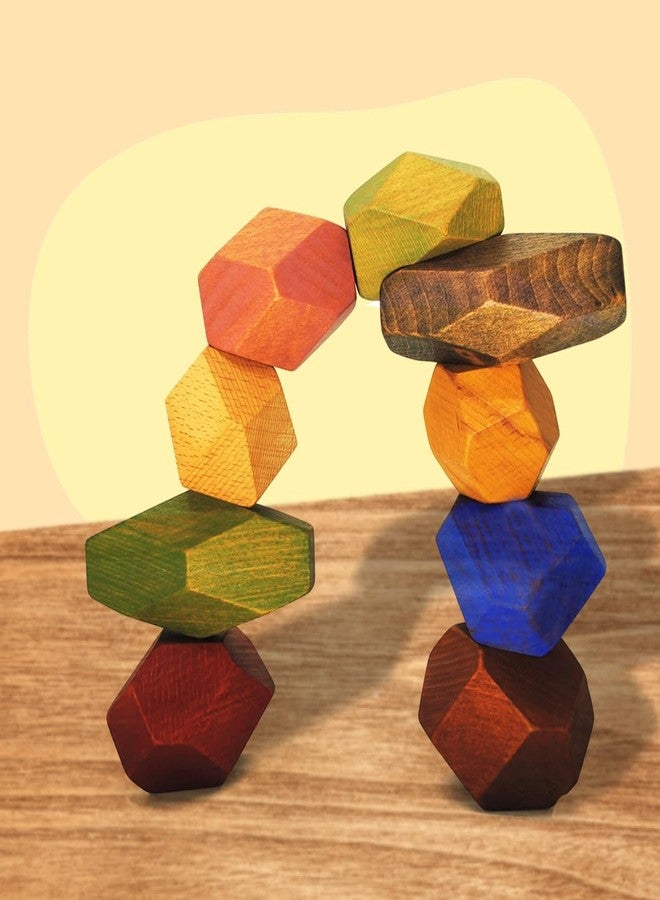TOKYODO Multicolor Wooden Balancing Stones for Stacking | Zen Blocks | Stacking Stones | Wooden Blocks for Balancing Stacking Game Indoors | Educational Toys for Kids (10) - Image 5
